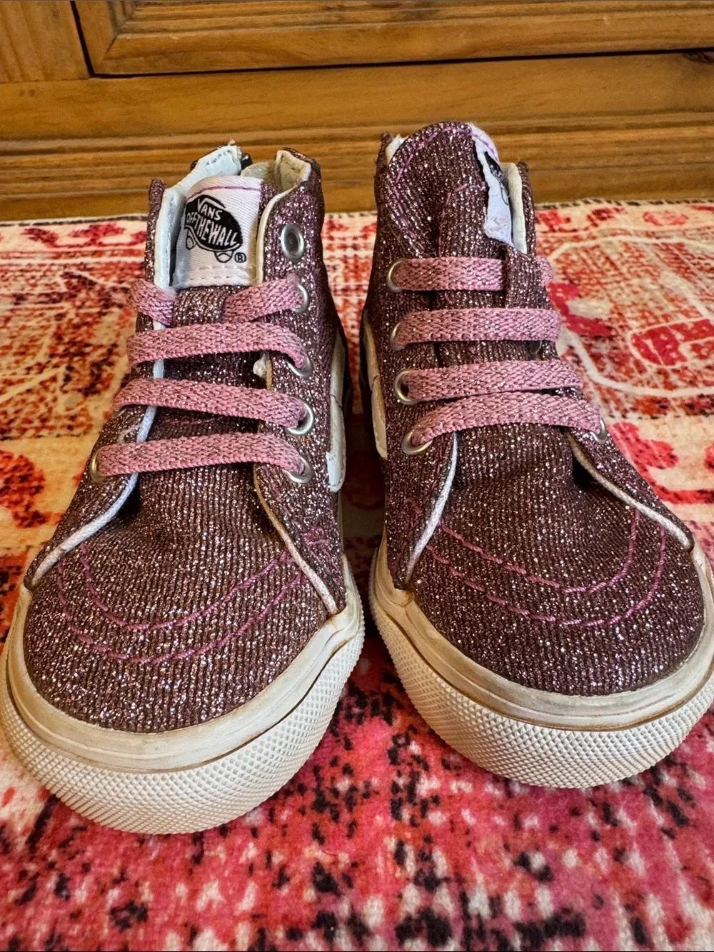 Vans Kids Pink Glitter High-Top Sneakers - Pink